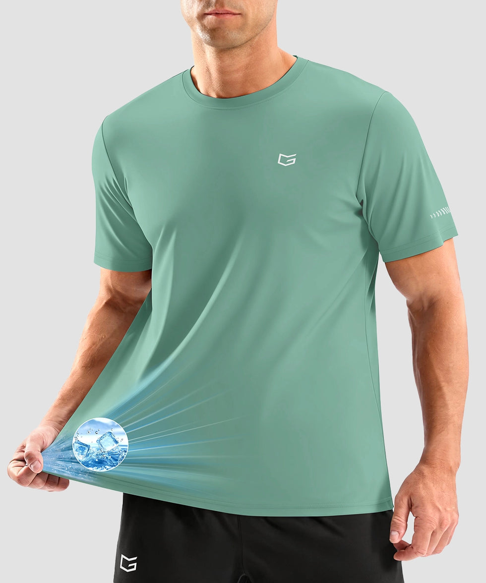 cooling upf 50+ performance t-shirt in mint green - front view