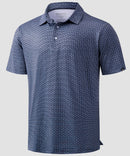 dry fit performance golf polo in blue texture - product view