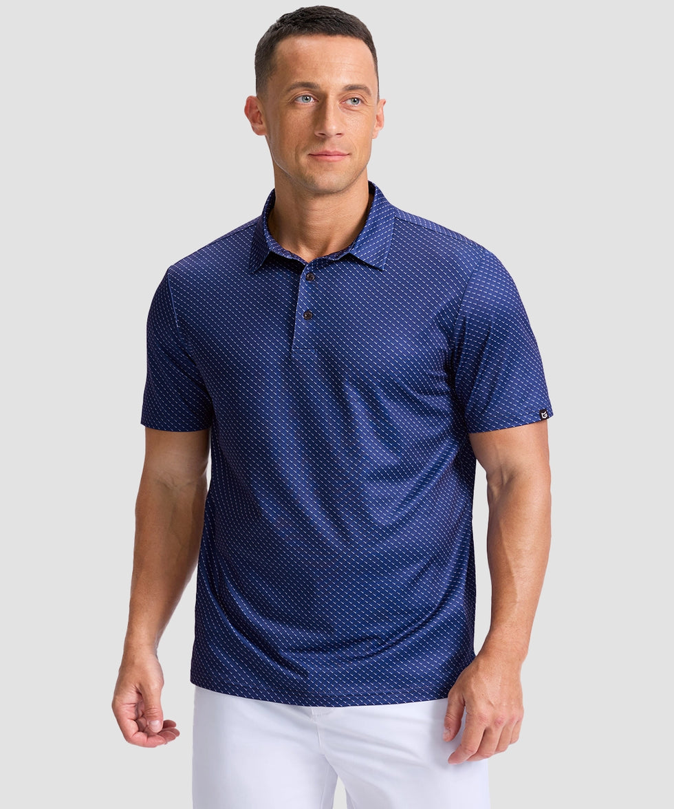 dry fit performance golf polo in navy rocket - front view