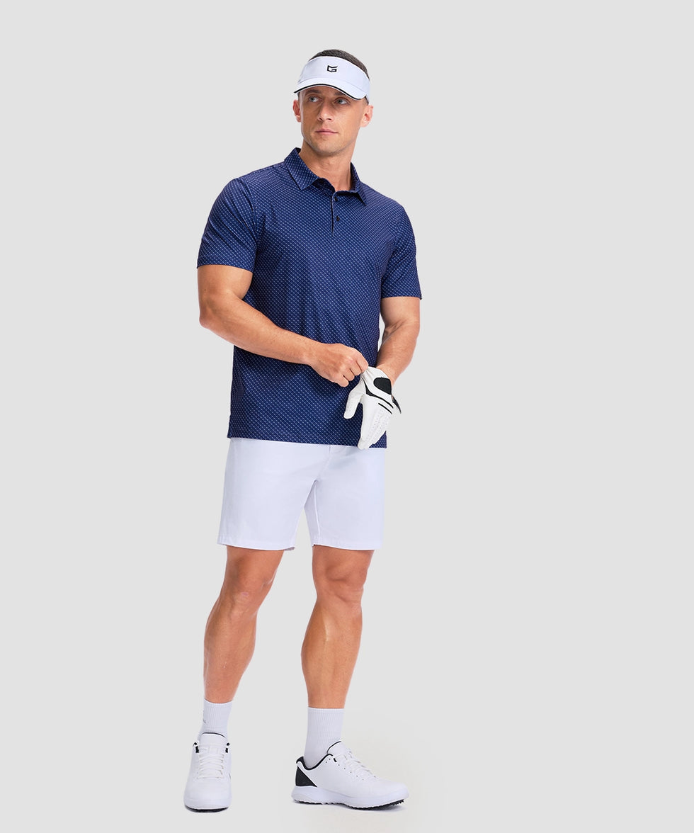 dry fit performance golf polo in navy rocket - on model view