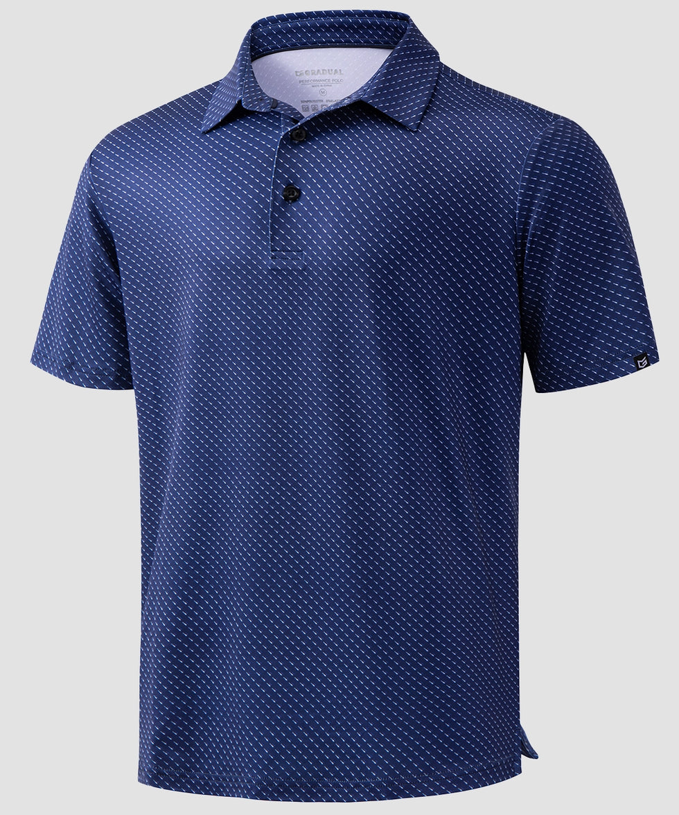 dry fit performance golf polo in navy rocket - product view