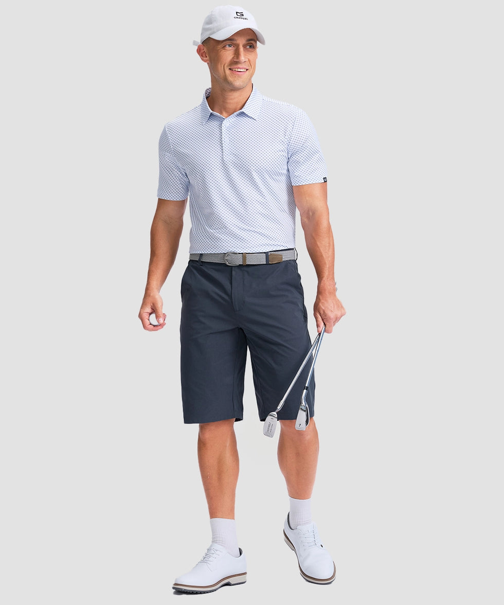 dry fit performance golf polo in white rocket - on model view