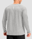 dry fit performance long sleeve in heather light gray - back view