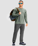 dry fit performance long sleeve in heather sage green - on model view