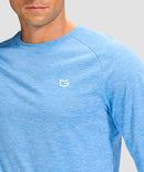dry fit performance long sleeve in heather sky blue - detail view