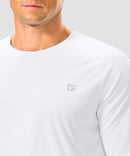 dry fit performance long sleeve in white - detail view