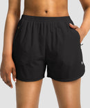 elastic waist lined running shorts 3" in black - front view