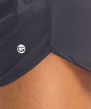 elastic waist lined running shorts 3" in dark grey - logo view