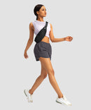 elastic waist lined running shorts 3" in dark grey - on model view