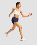 elastic waist lined running shorts 3" in navy - on model view 2