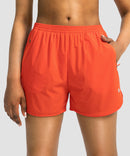 elastic waist lined running shorts 3" in orange - front view