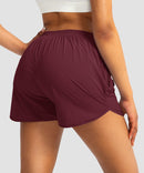 elastic waist lined running shorts 3" in wine - back view