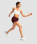 elastic waist lined running shorts 3" in wine - on model view 2