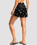 g-drykit™ high waisted pocket swim shorts in black flower - on model back view