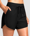 g-drykit™ high waisted pocket swim shorts in black - pocket detail view