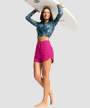 g-drykit™ high waisted pocket swim shorts in rose red - on model view