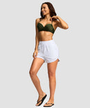 g-drykit™ high waisted pocket swim shorts in white - on model front view