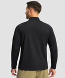 half zip pullover long sleeve in black - on model back view