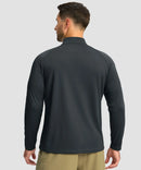 half zip pullover long sleeve in dark gray - back view