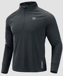 half zip pullover long sleeve in dark gray - front view