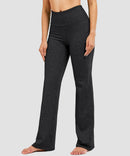 high waist flare leggings in heather charcoal - front view