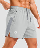 lightweight 5 inch pocketed athletic shorts in bright gray - side view