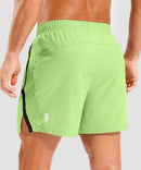 lightweight 5" pocketed athletic shorts in bright green - back view