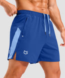 lightweight 5" pocketed athletic shorts in royal blue - side view