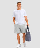 lightweight 9" pocketed athletic shorts in bright gray - on model view