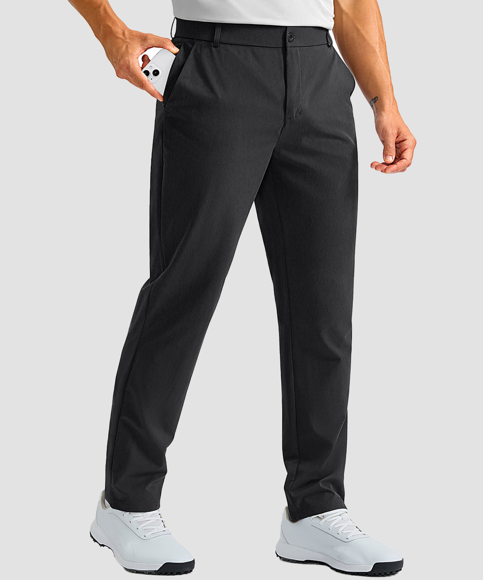 men's UV protection multiple pockets pants in black - front view