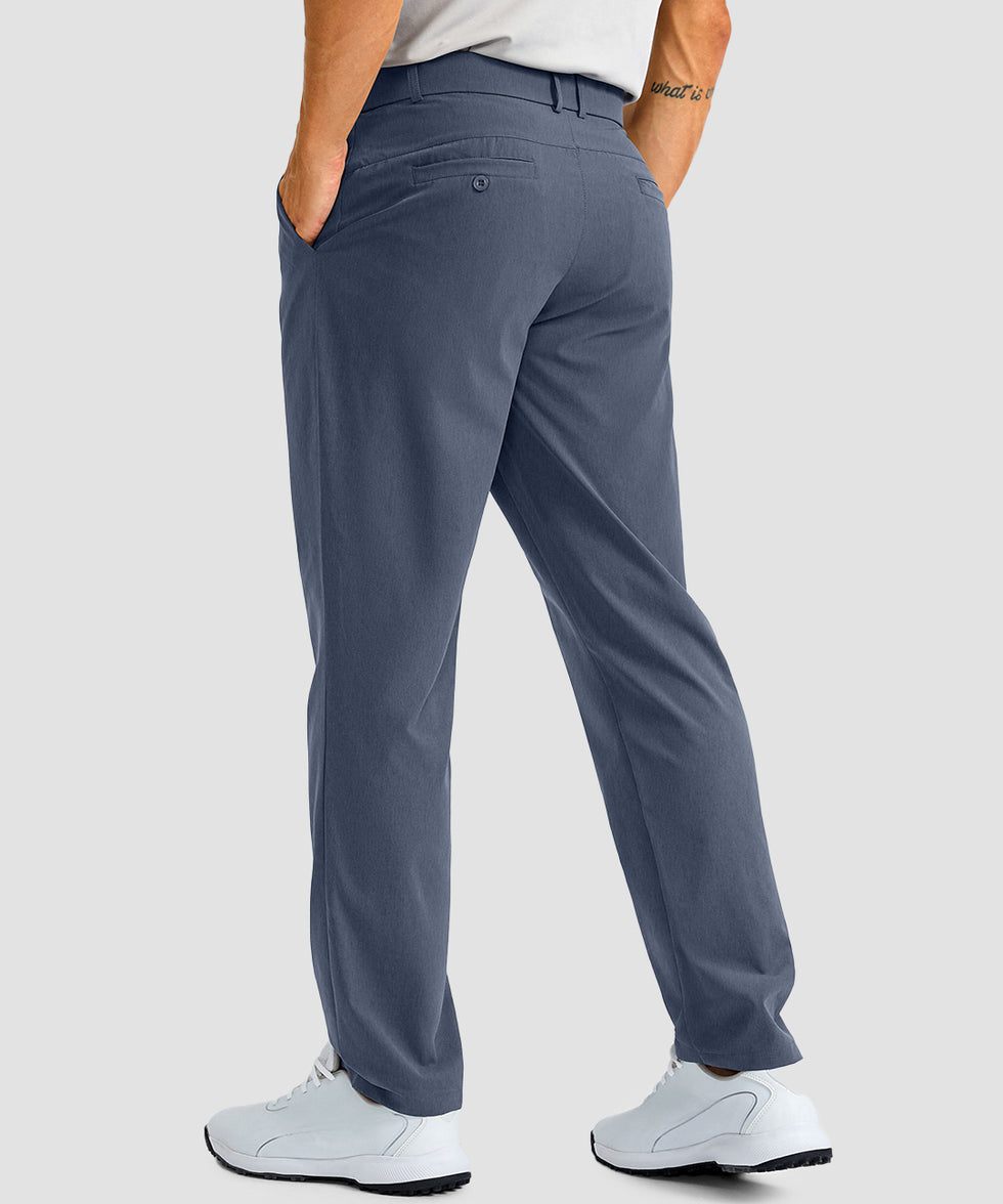 men's UV protection multiple pockets pants in dusty blue - back view
