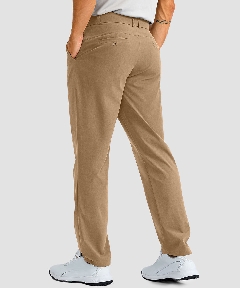 men's UV protection multiple pockets pants in khaki - back view