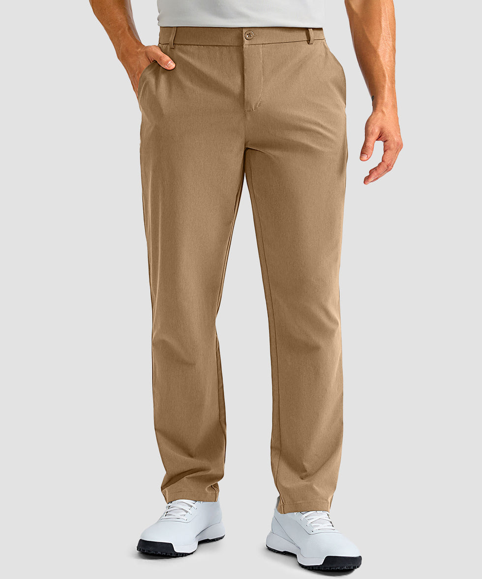 men's UV protection multiple pockets pants in khaki - front view