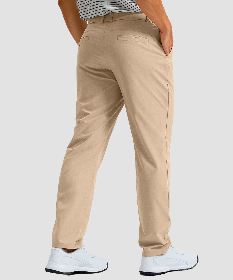 men's UV protection multiple pockets pants in light khaki - back view
