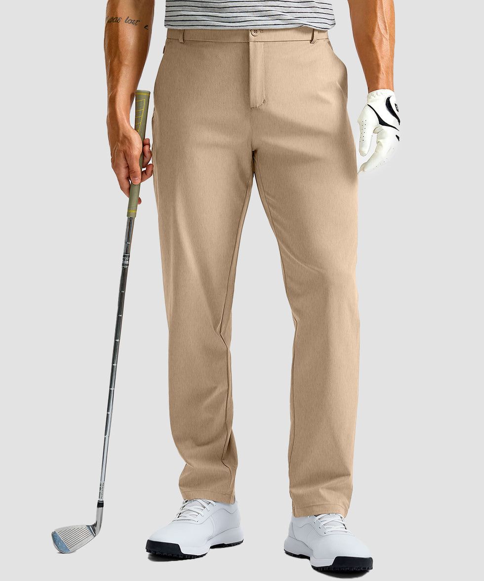 men's UV protection multiple pockets pants in light khaki - front view