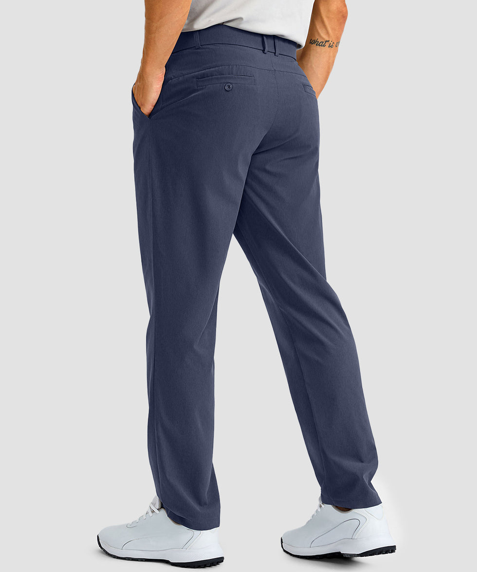 men's UV protection multiple pockets pants in navy - back view