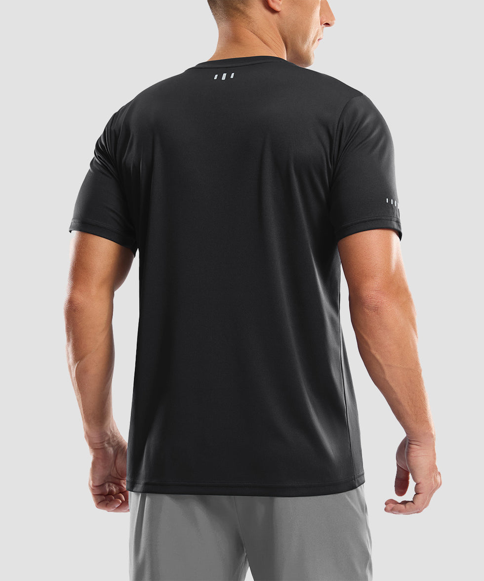 men's UV protection reflective short sleeve in black - back view