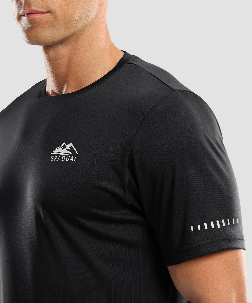 men's UV protection reflective short sleeve in black - reflective detail