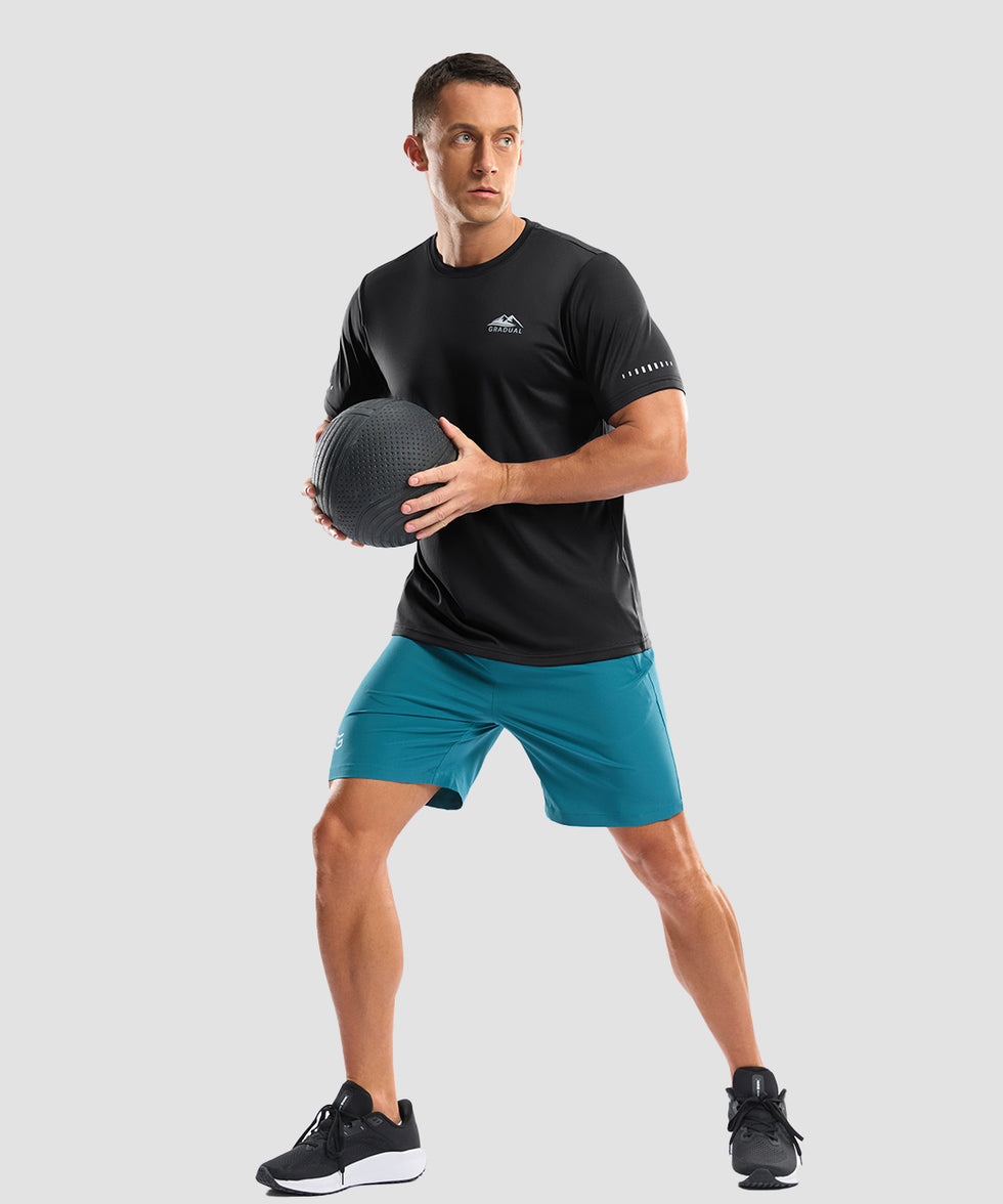 men's UV protection reflective short sleeve in black - side view