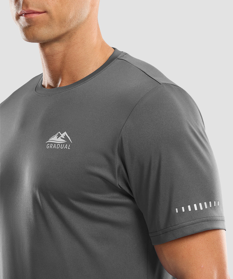 men's UV protection reflective short sleeve in dark gray - reflective detail