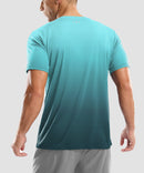 men's UV protection reflective short sleeve in gradient green gray - back view