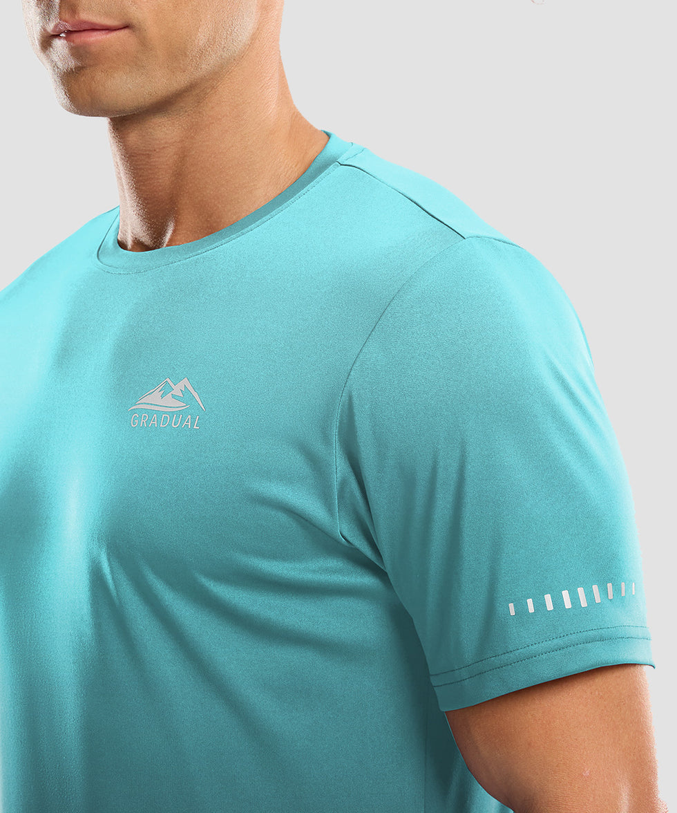men's UV protection reflective short sleeve in gradient green gray - reflective detail