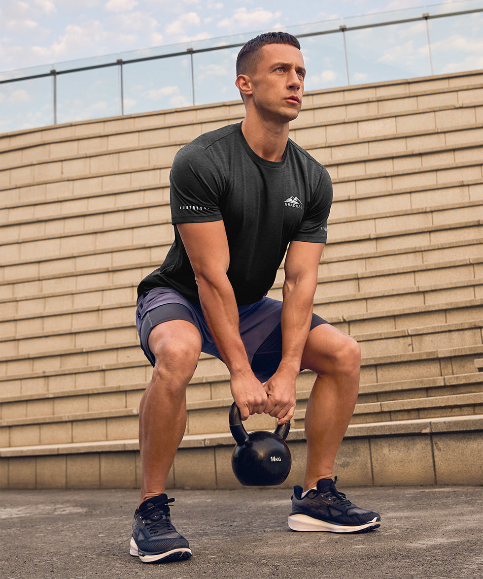 men's UV protection reflective short sleeve in heather black - matching outfits view
