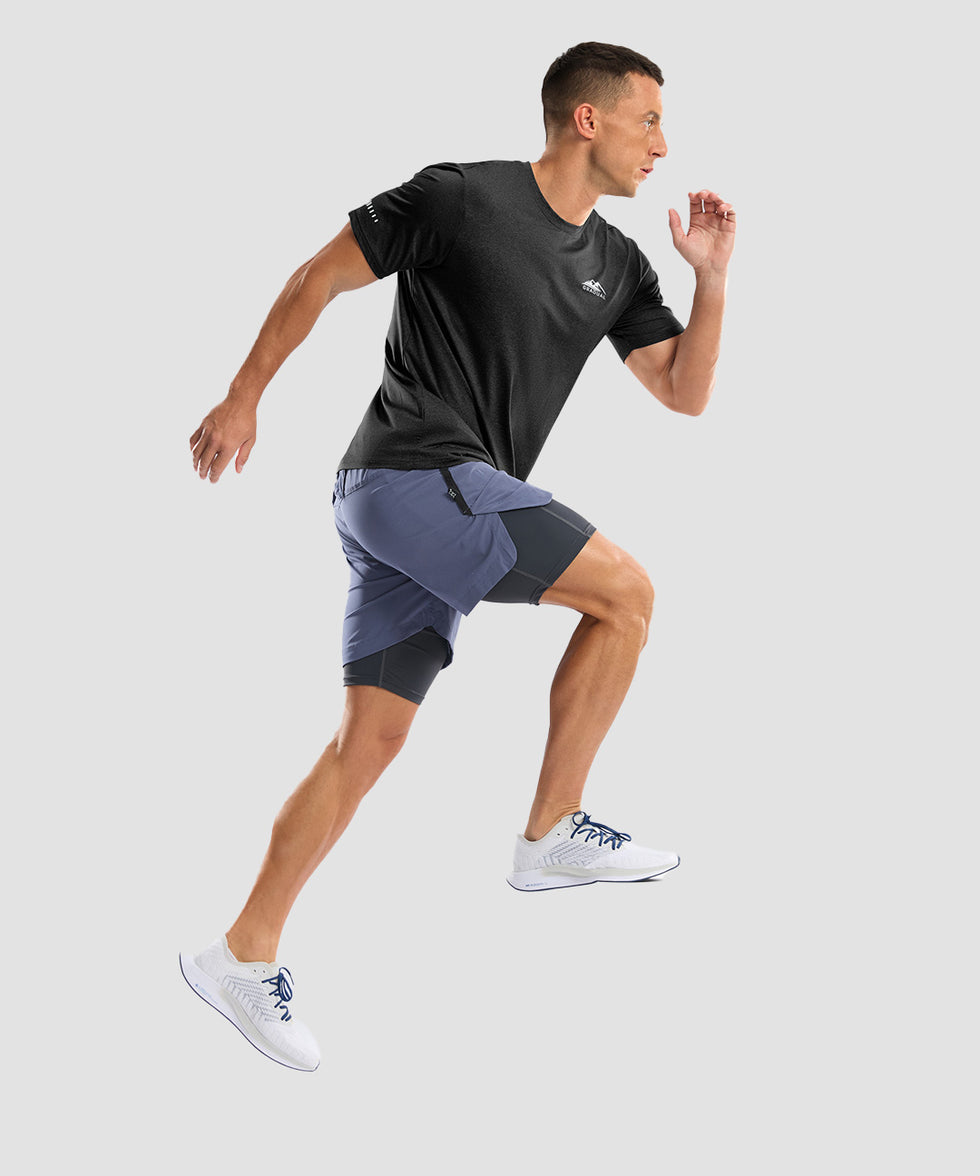 men's UV protection reflective short sleeve in heather black - side view