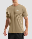 men's UV protection reflective short sleeve in khaki - front view