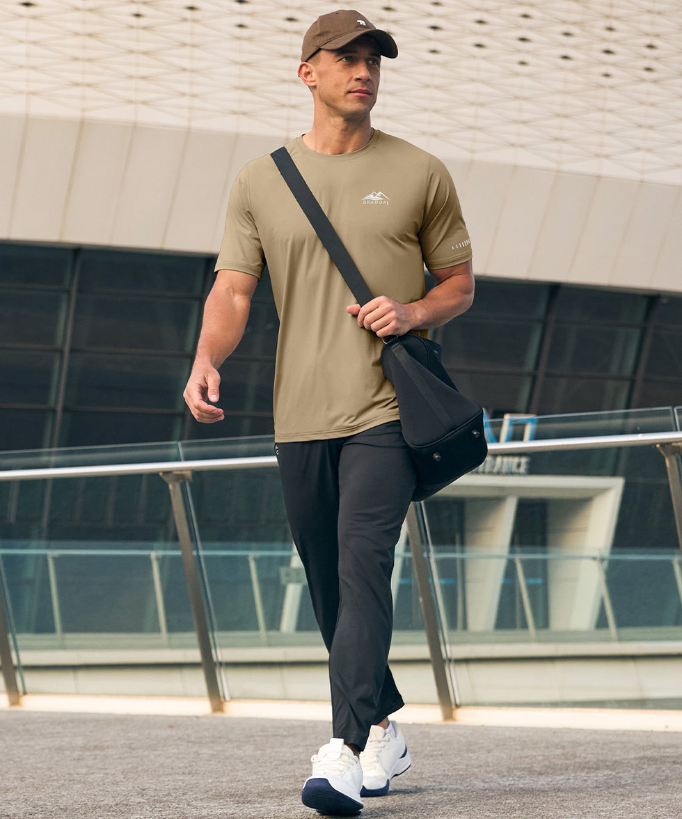 men's UV protection reflective short sleeve in khaki - matching outfits view