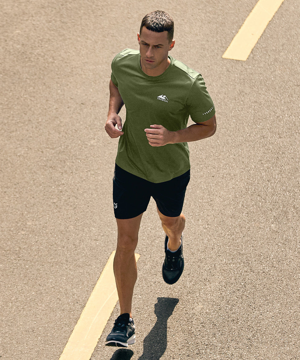 men's UV protection reflective short sleeve in olive green - matching outfits view
