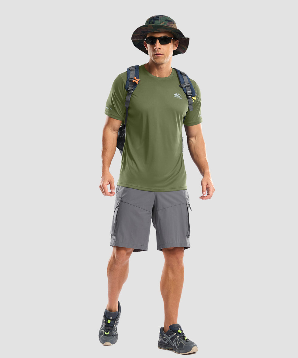 men's UV protection reflective short sleeve in olive green - side view