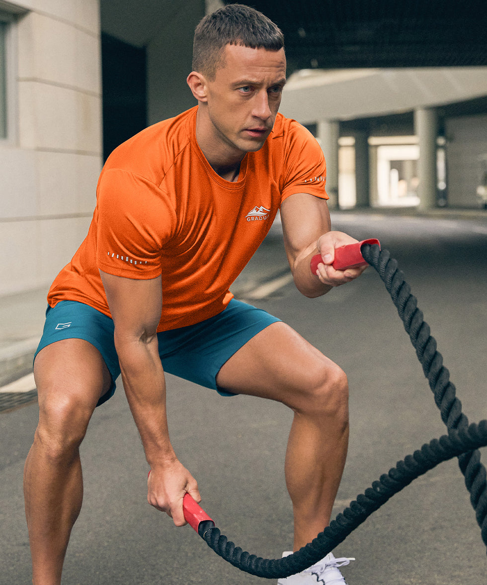 men's UV protection reflective short sleeve in orange - matching outfits view