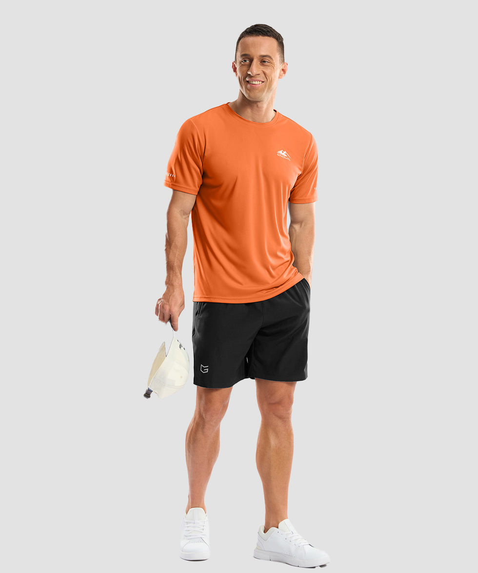 men's UV protection reflective short sleeve in orange - side view